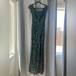 Royal green black Windsor prom dress